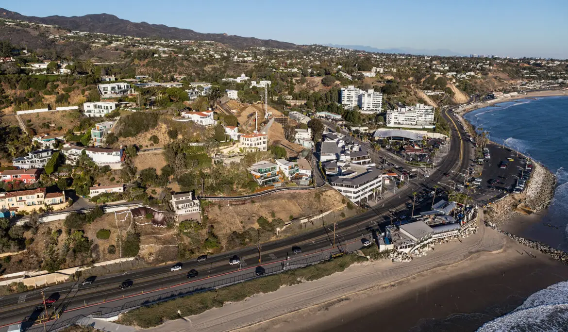 Aerial of Pacific Palisades homes